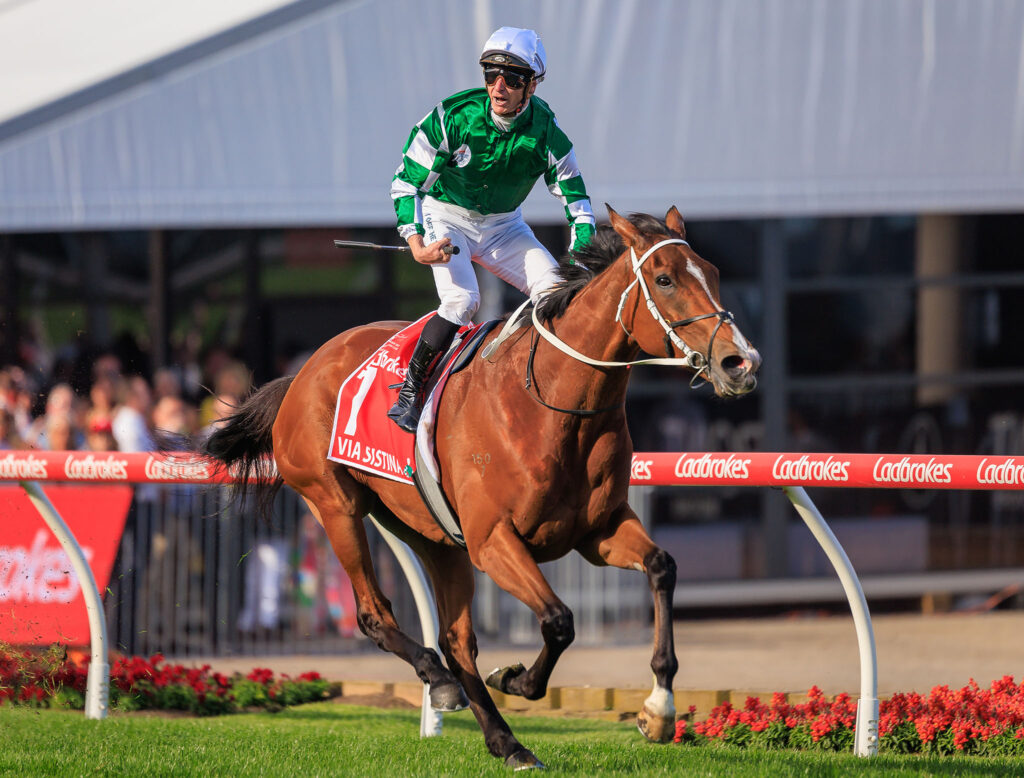 Via Sistina wins the 2024 Cox Plate.