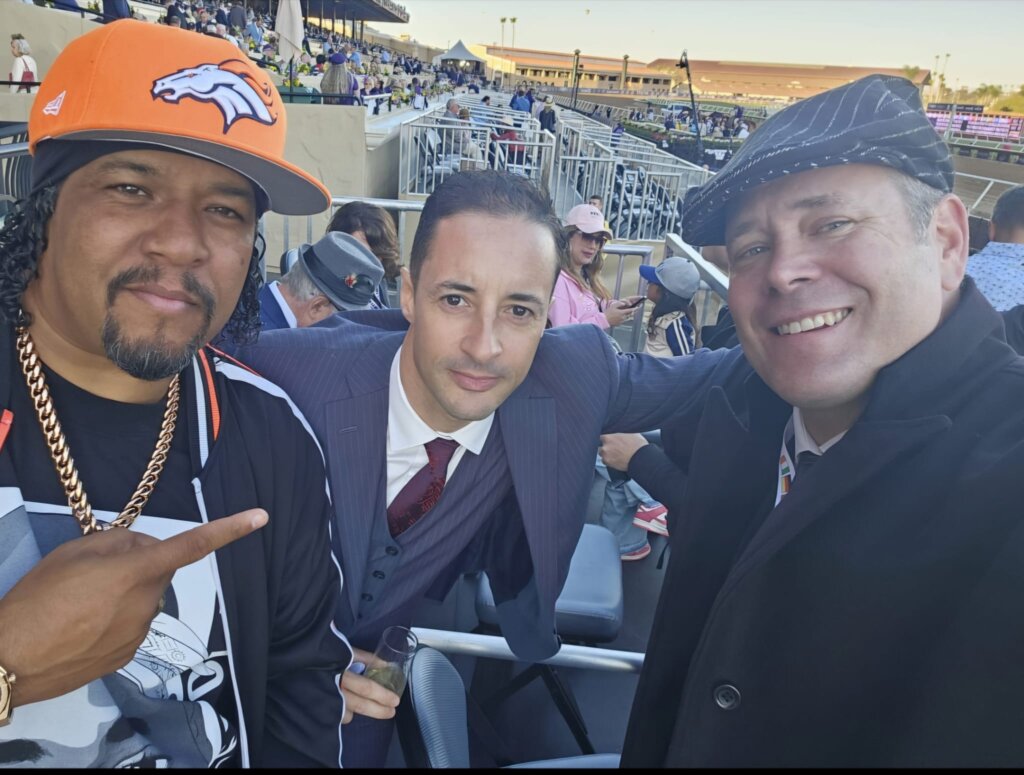 Christophe Lemaire with Frank Nitty and Greg Conley at the Breeders' Cup meeting