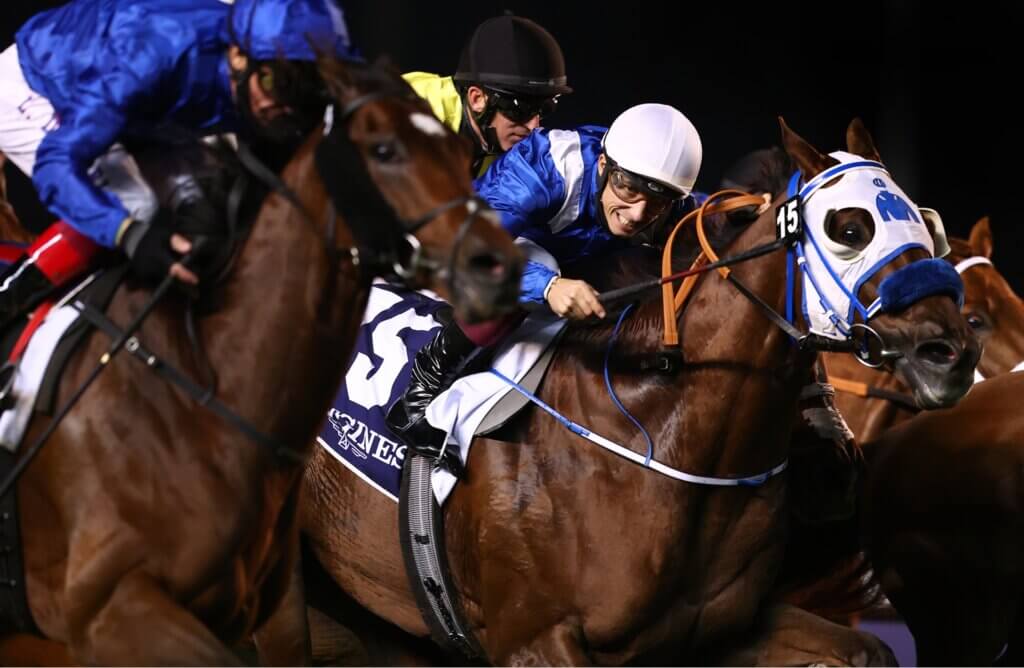 Antonio Fresnu looks on as Frankie Dettori wins aboard Bedouin Story