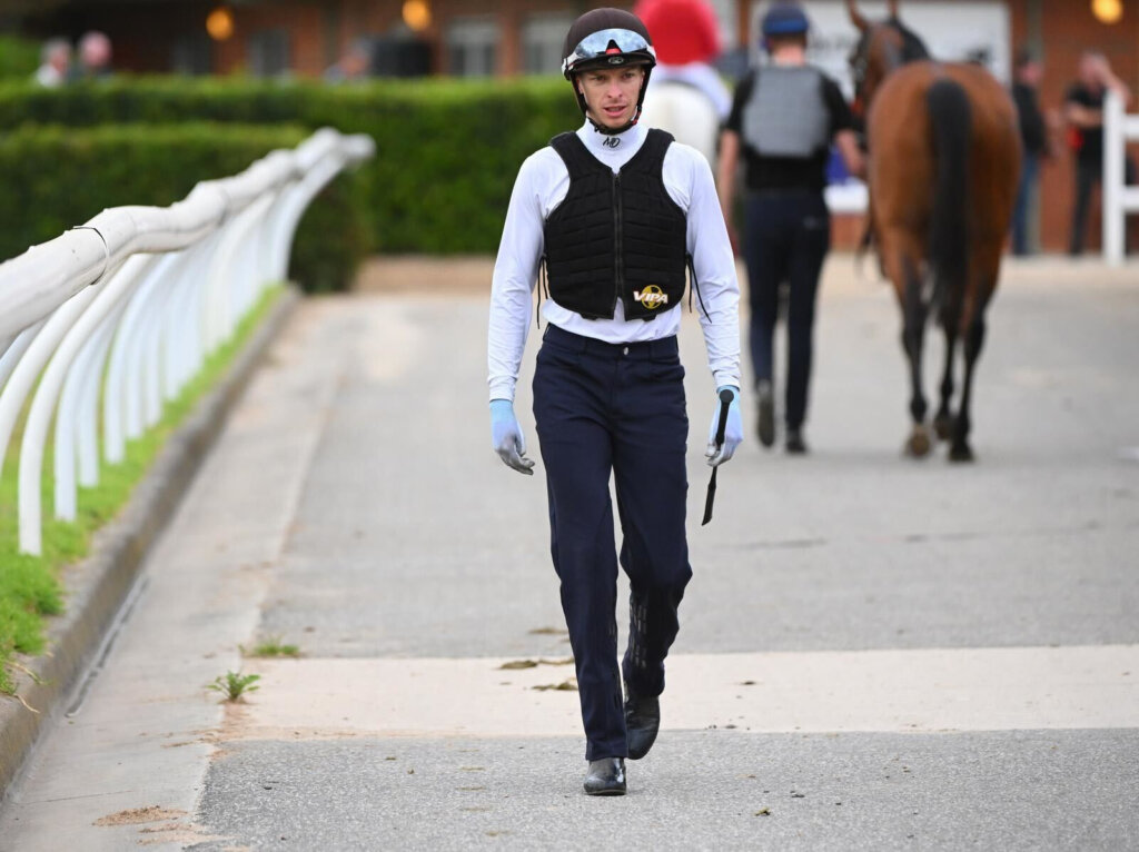 Mick Dee after riding Imperatriz in a Cranbourne trial