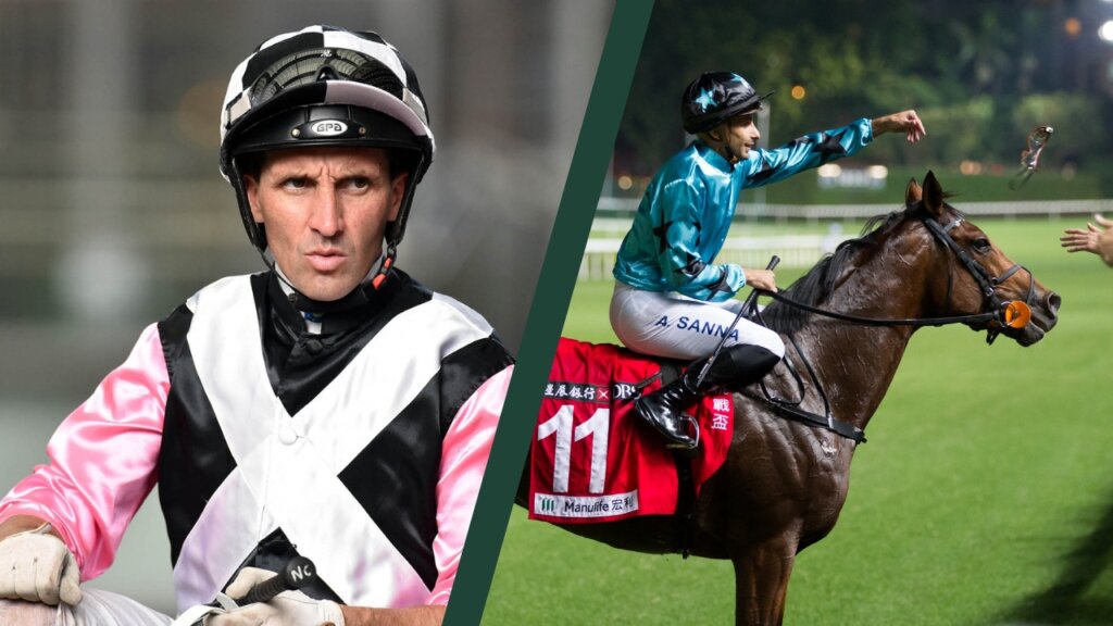 Jockeys Neil Callan and Alberto Sanna