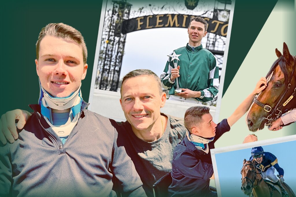 Injured jockey Tom Prebble