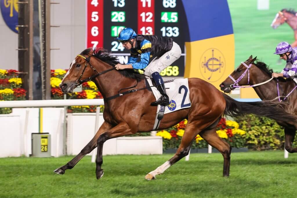 Hugh Bowman winning aboard Infinite Resolve at Sha Tin