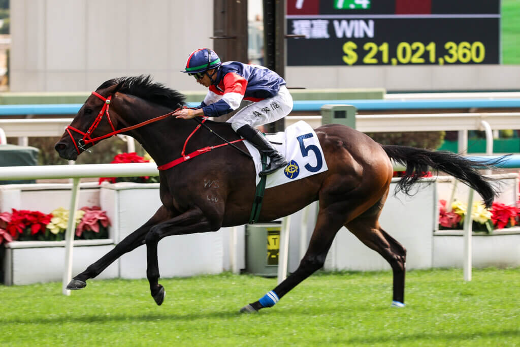 Derek Leung and Numbers win a 2000m race at Sha Tin in December 2025