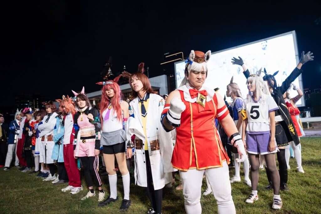 Umamusume fans cosplaying racing at Royal Bangkok Sports Club in December 2025