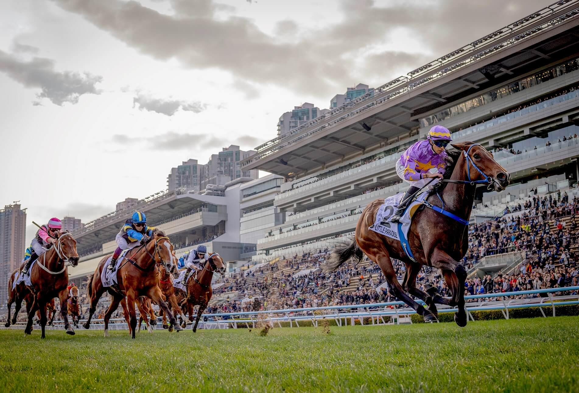 Little Paradise winning the G1 Hong Kong Classic Mile under Vincent Ho
