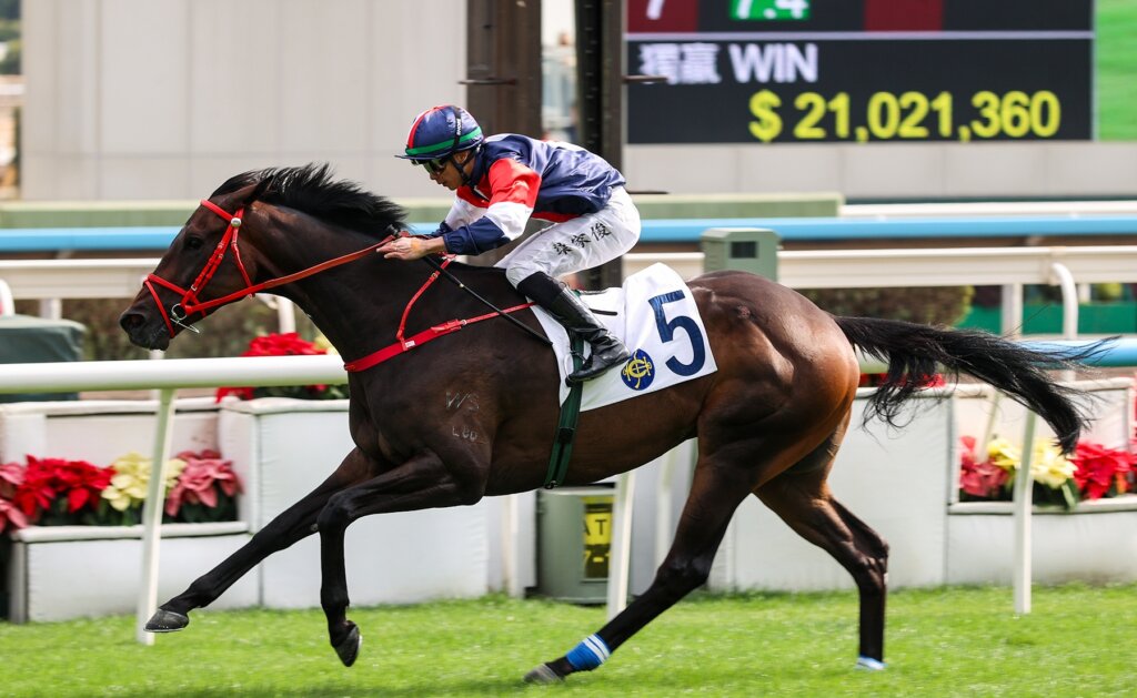 Derek Leung and Numbers win a 2000m race at Sha Tin in December 2025