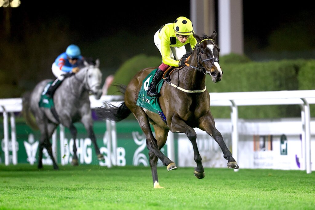 Oisin Murphy and Royal Champion winning the G1 Neom Turf Cup in Riyadh