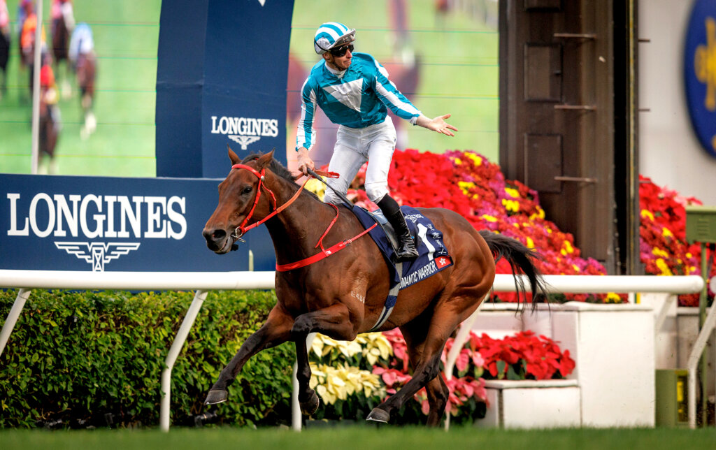 James McDonald and Romantic Warrior winning the 2024 Hong Kong Cup at Sha Tin
