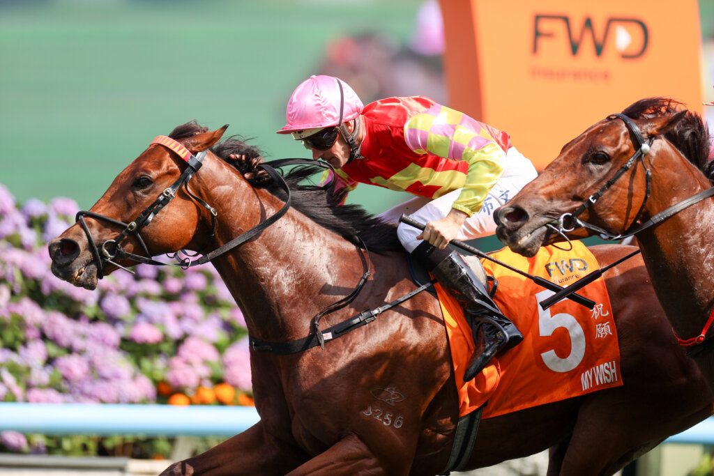 My Wish wins a close finish in Champions Mile