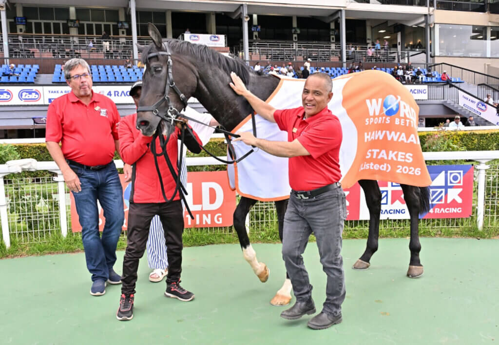 Weichong Marwing with his 2026 South African Derby hope Diogenes at Turffontein
