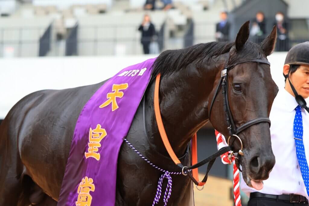 Croix du Nord after winning the 2026 G1 Tenno Sho (Spring)