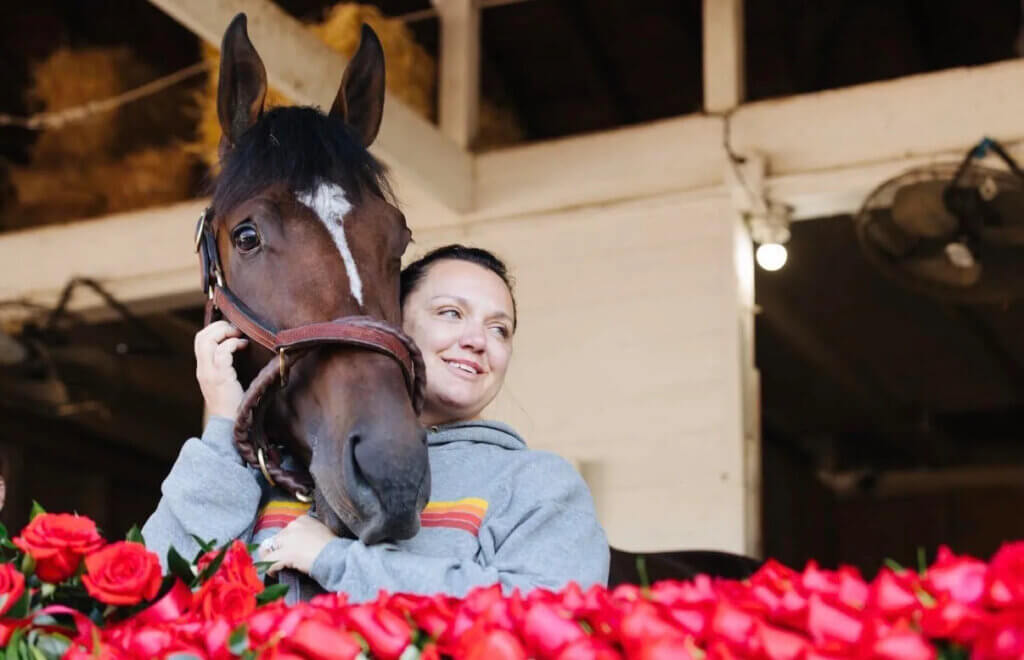 Cherie DeVauz with her G1 Kentucky Derby winner Golden Tempo