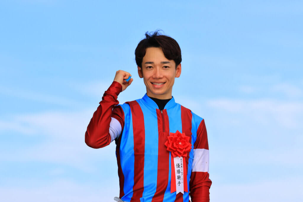 Kohei Matsuyama after winning the G1 Tokyo Yushun on Lovcen