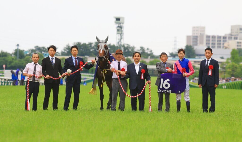 Meisho Tabaru and his winning connections after the Takarazuka Kinen
