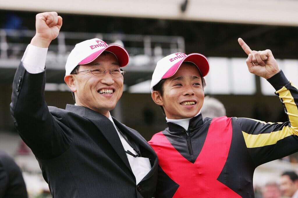 Sumii and Iwata celebrate their Melbourne Cup win with Delta Blues