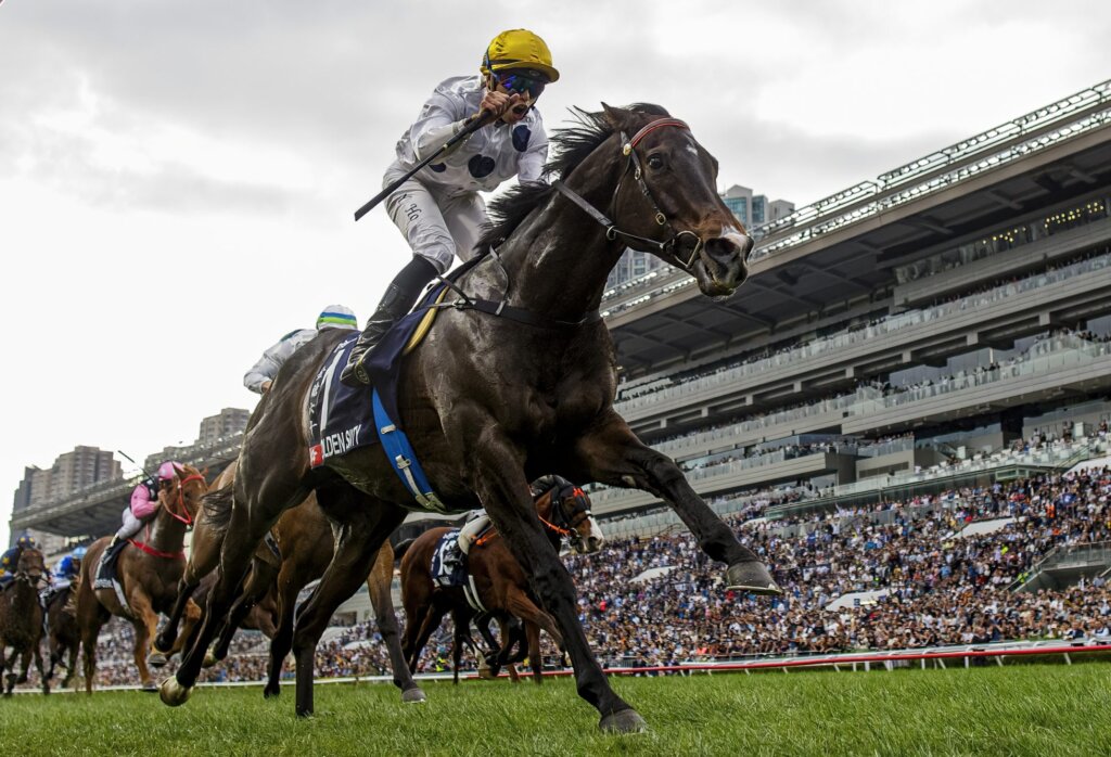 Golden Sixty winning the Hong Kong Mile in 2023