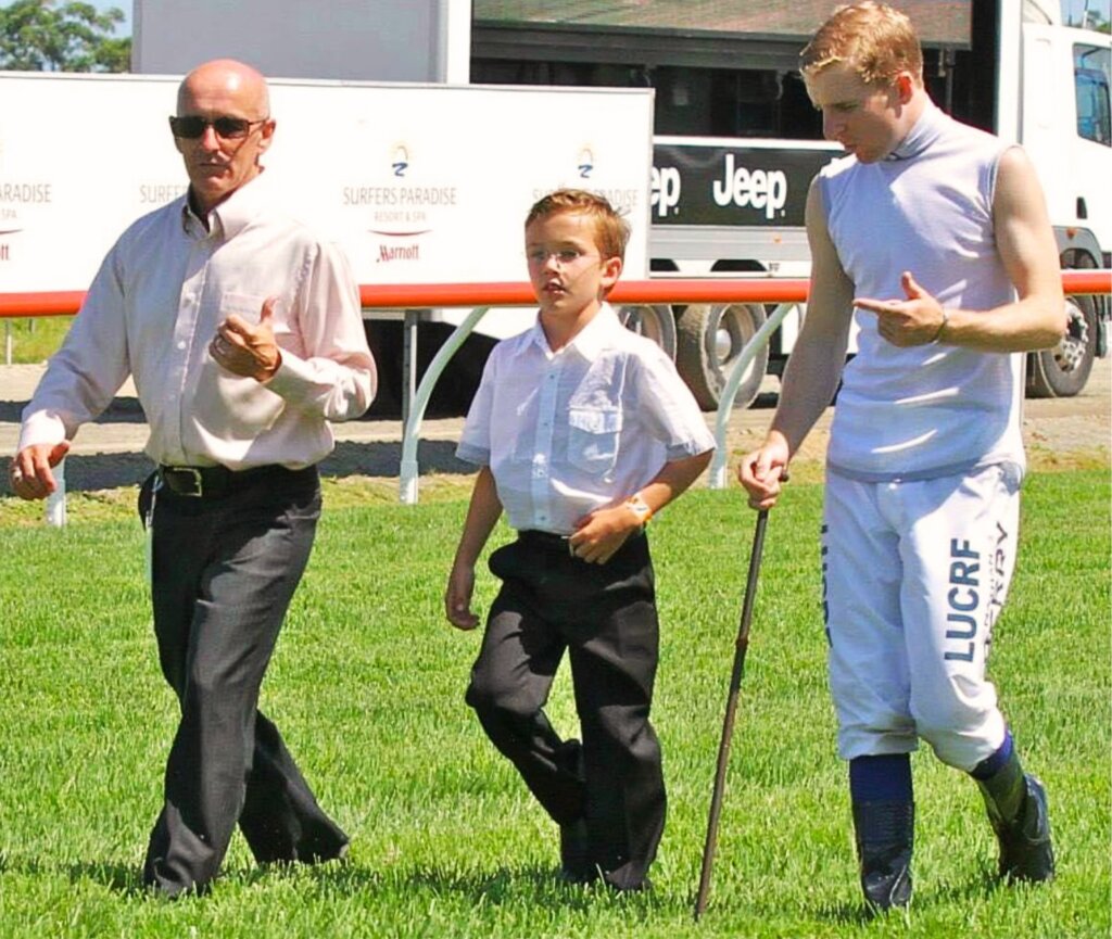 Jeff and Zac Lloyd walking the Gold Coast track with Nathan Berry in 2014
