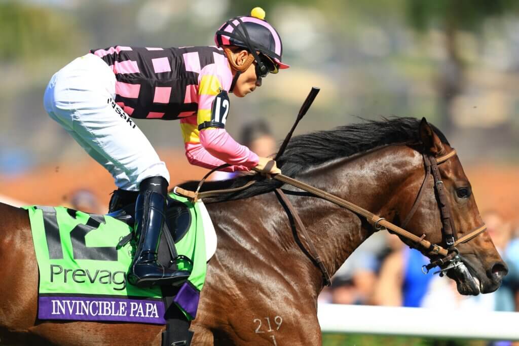 Daisuke Sasaki on Invinicible Papa at Del Mar for the G1 Breeders' cup Turf Sprint