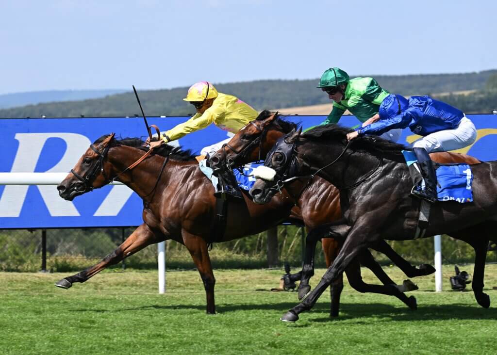 Dr Rascal winning the G2 Vintage Stakes under Kaiya Fraser at Goodwood