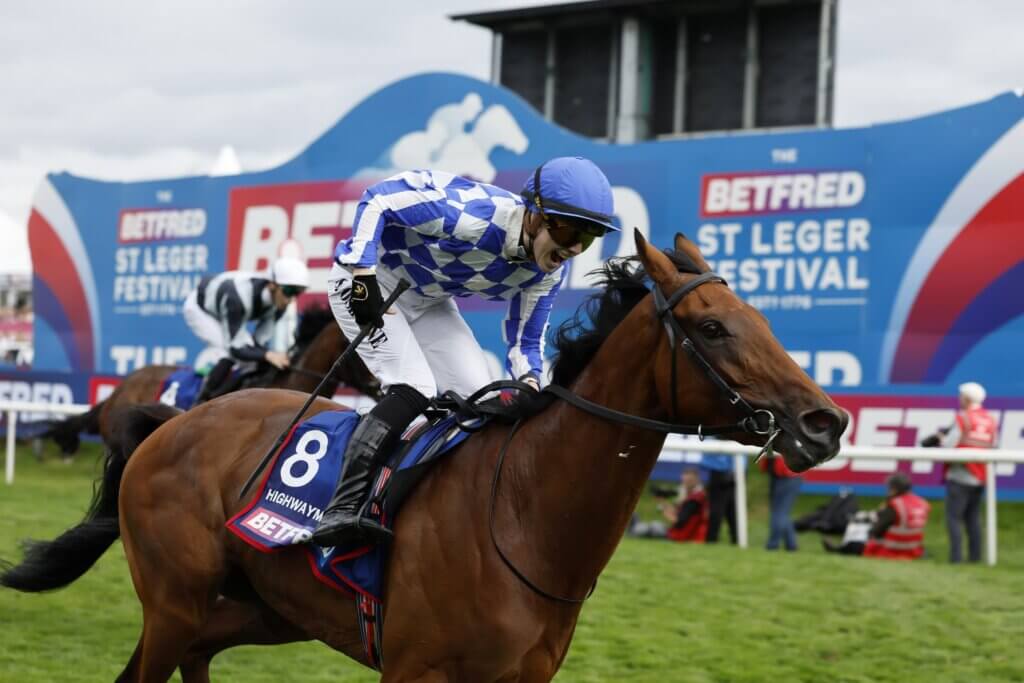 Saffie Osborne winning the 2026 St Leger aboard Highwayman