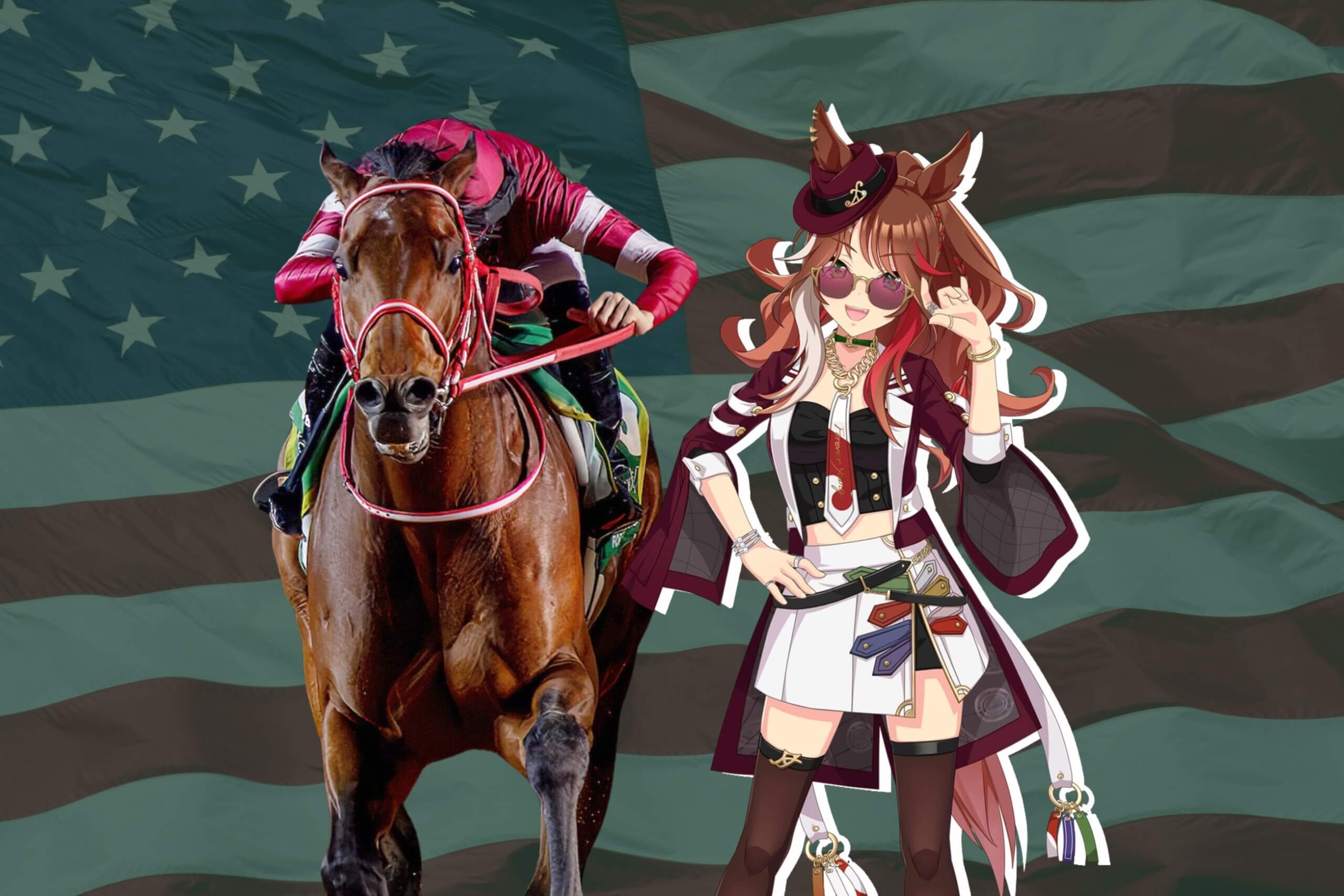 Forever Young the horse and the Umamusume character for Keeneland