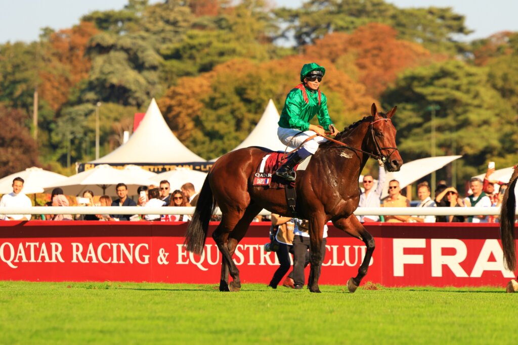 Daryz and Mickael Barzalona after winning the Arc for a second time